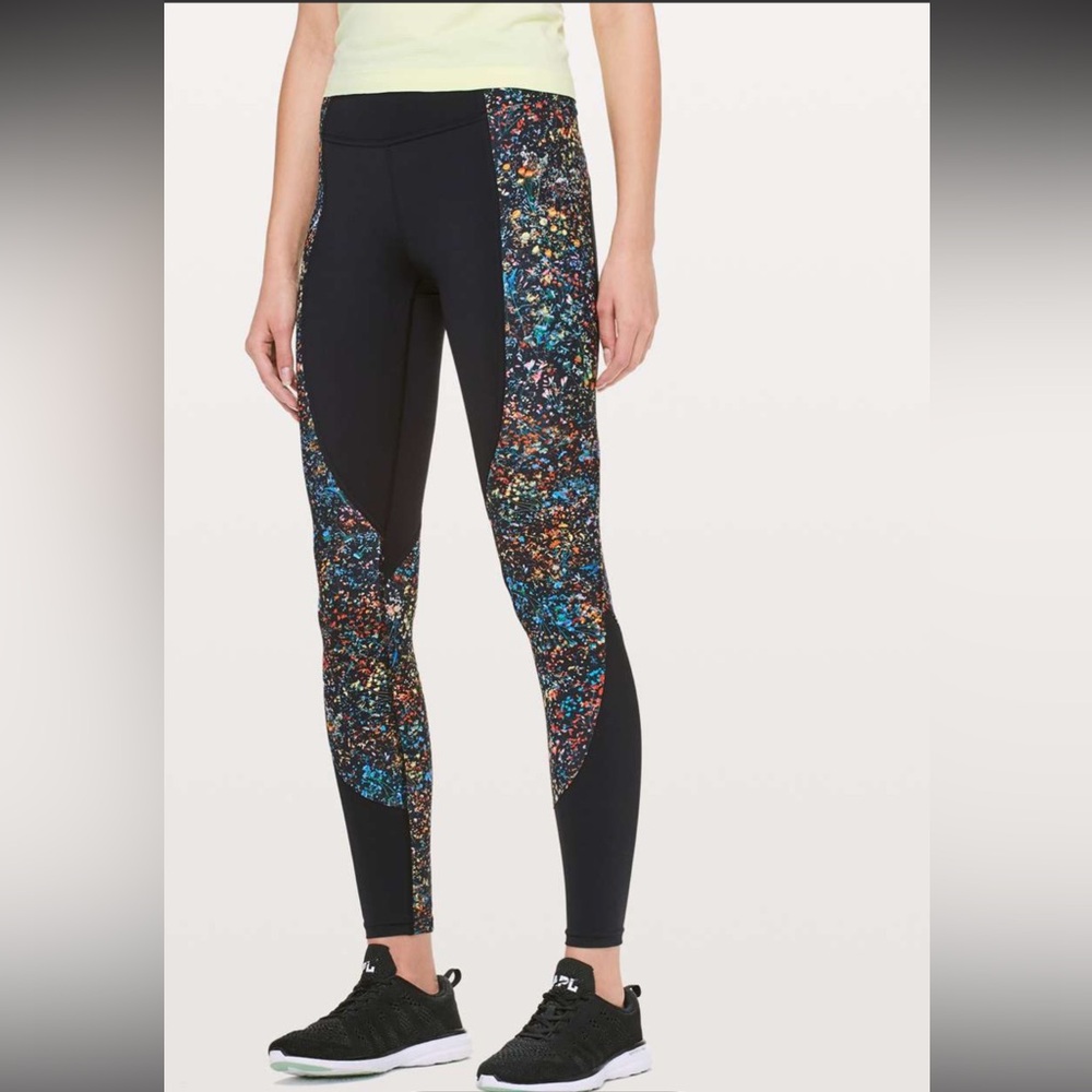 Lululemon Wake & Train Tight *28"Black/ Flowerescent Multi